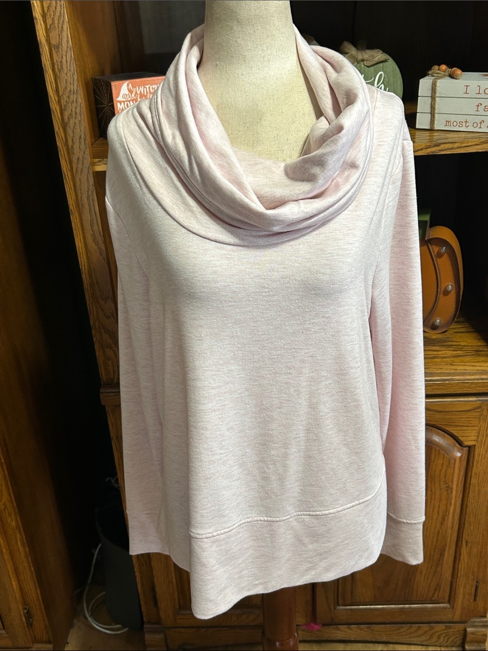 Yogalicious Soft Blush Cowl Neck Pullover Medium